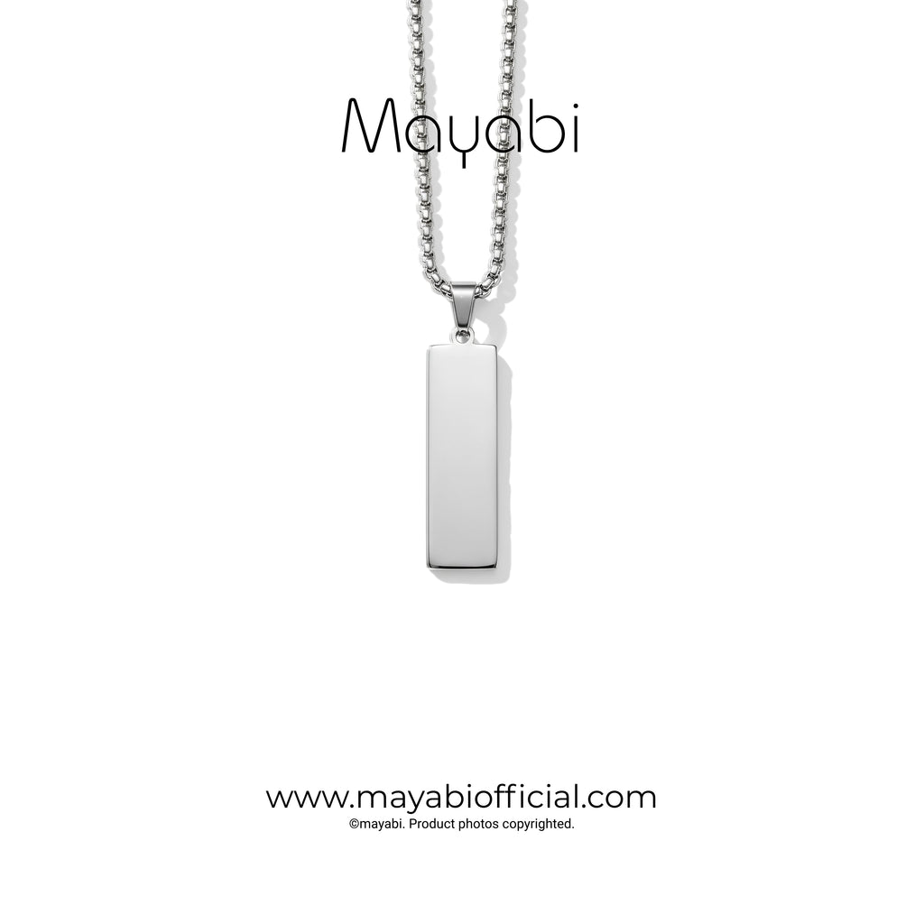Mayabi Elara Minimalist Silver Bar Pendant with Chain