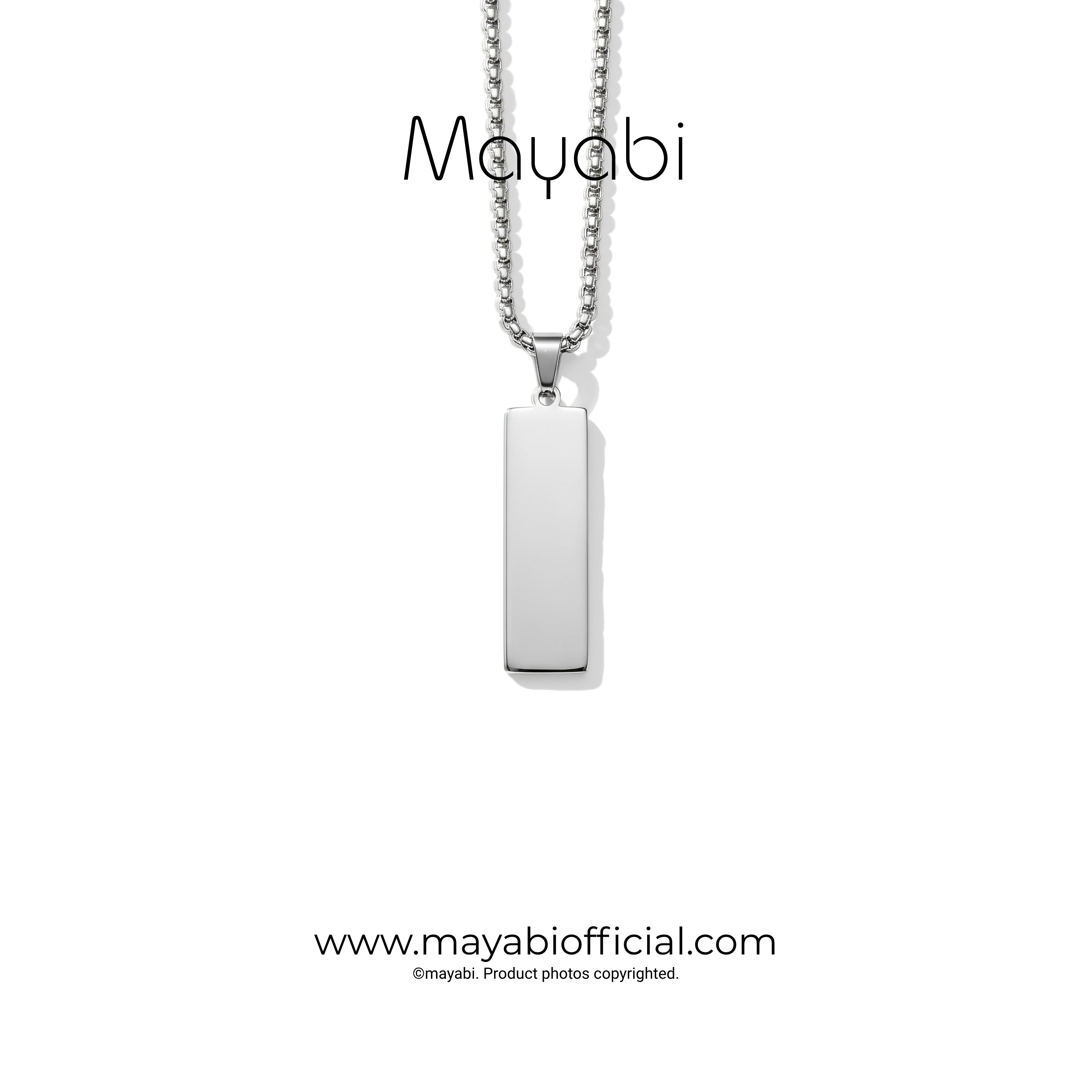 Mayabi Elara Minimalist Silver Bar Pendant with Chain