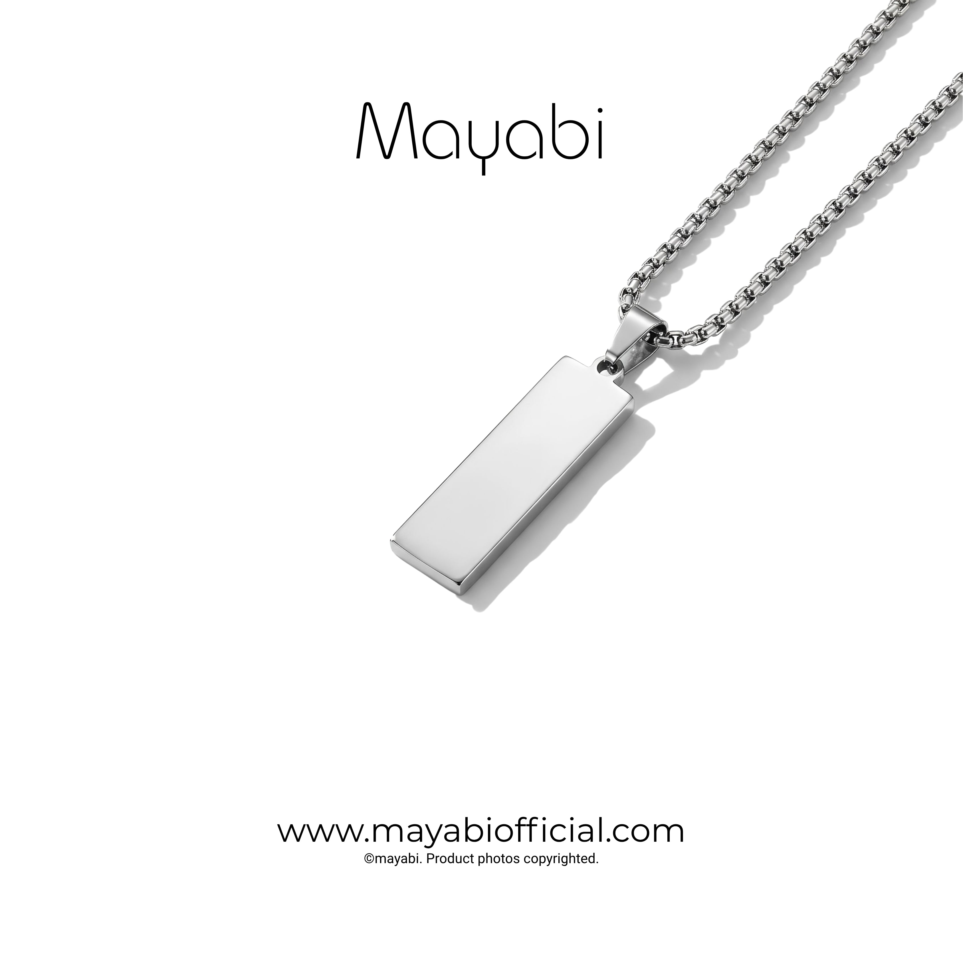 Mayabi Elara Minimalist Silver Bar Pendant with Chain