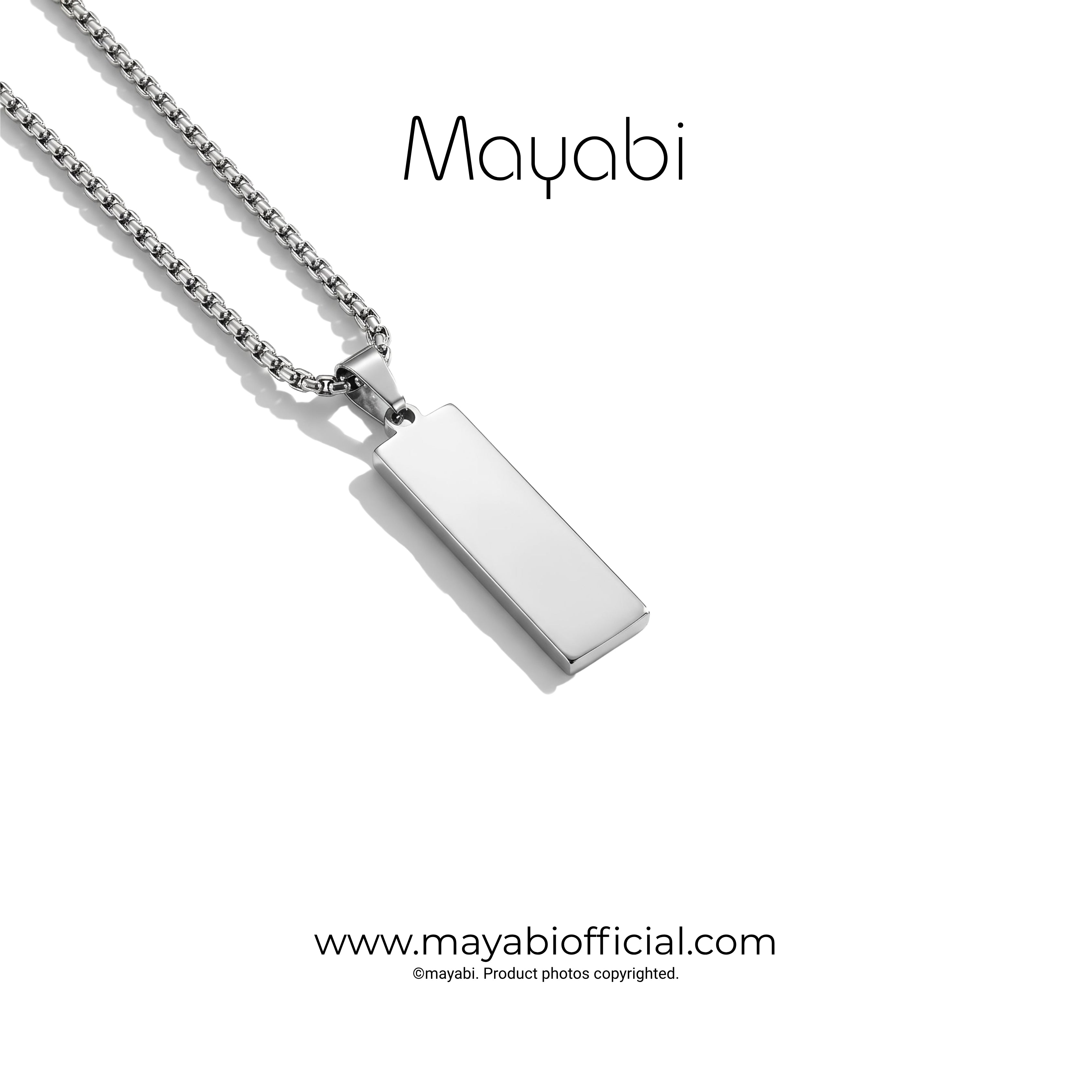 Mayabi Elara Minimalist Silver Bar Pendant with Chain