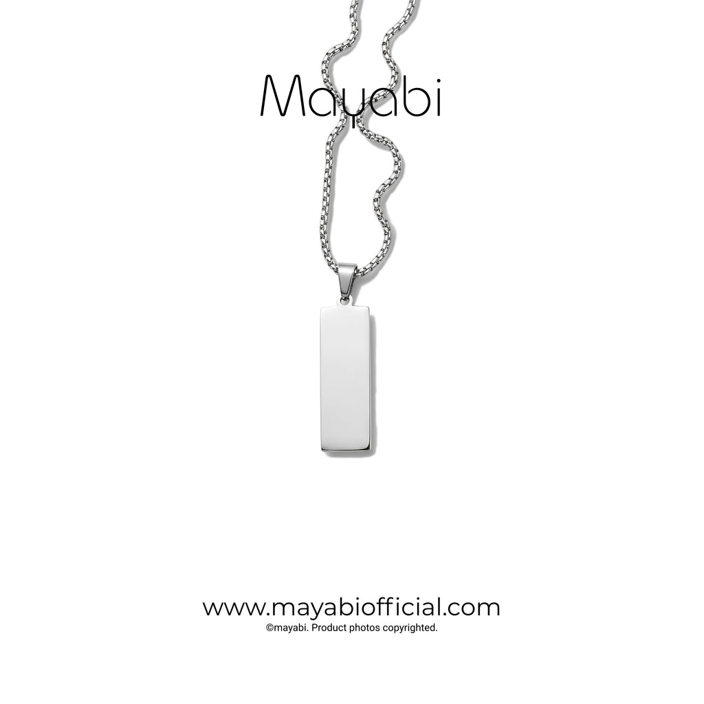 Mayabi Elara Minimalist Silver Bar Pendant with Chain