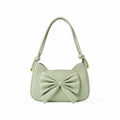Leather Coquette Pistache Bow Shoulder Bag
