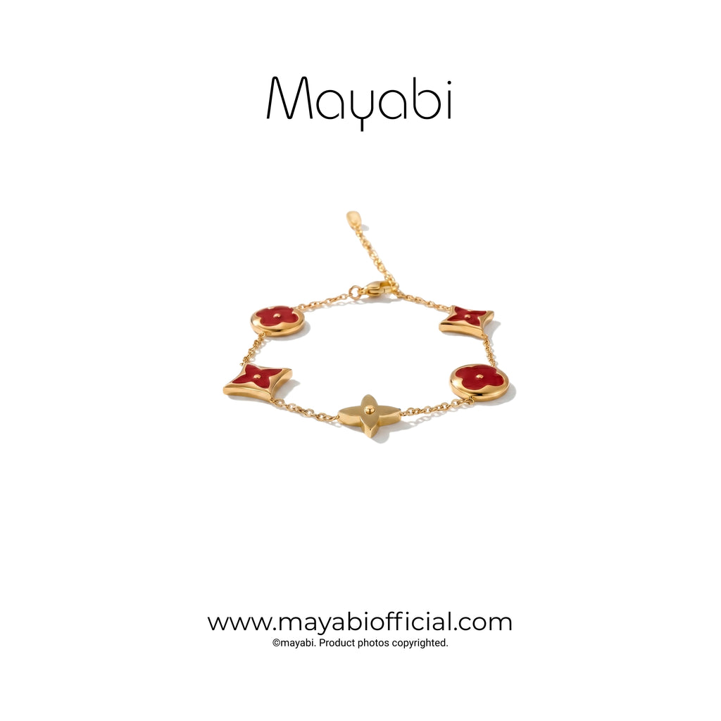 Mayabi Crimson Garden – 18K Gold Plated Bracelet