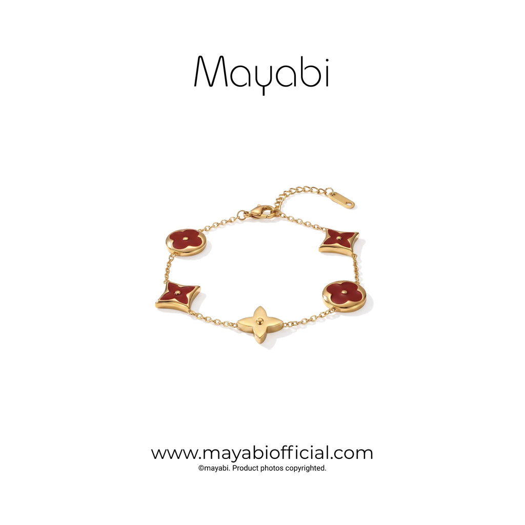 Mayabi Crimson Garden – 18K Gold Plated Bracelet