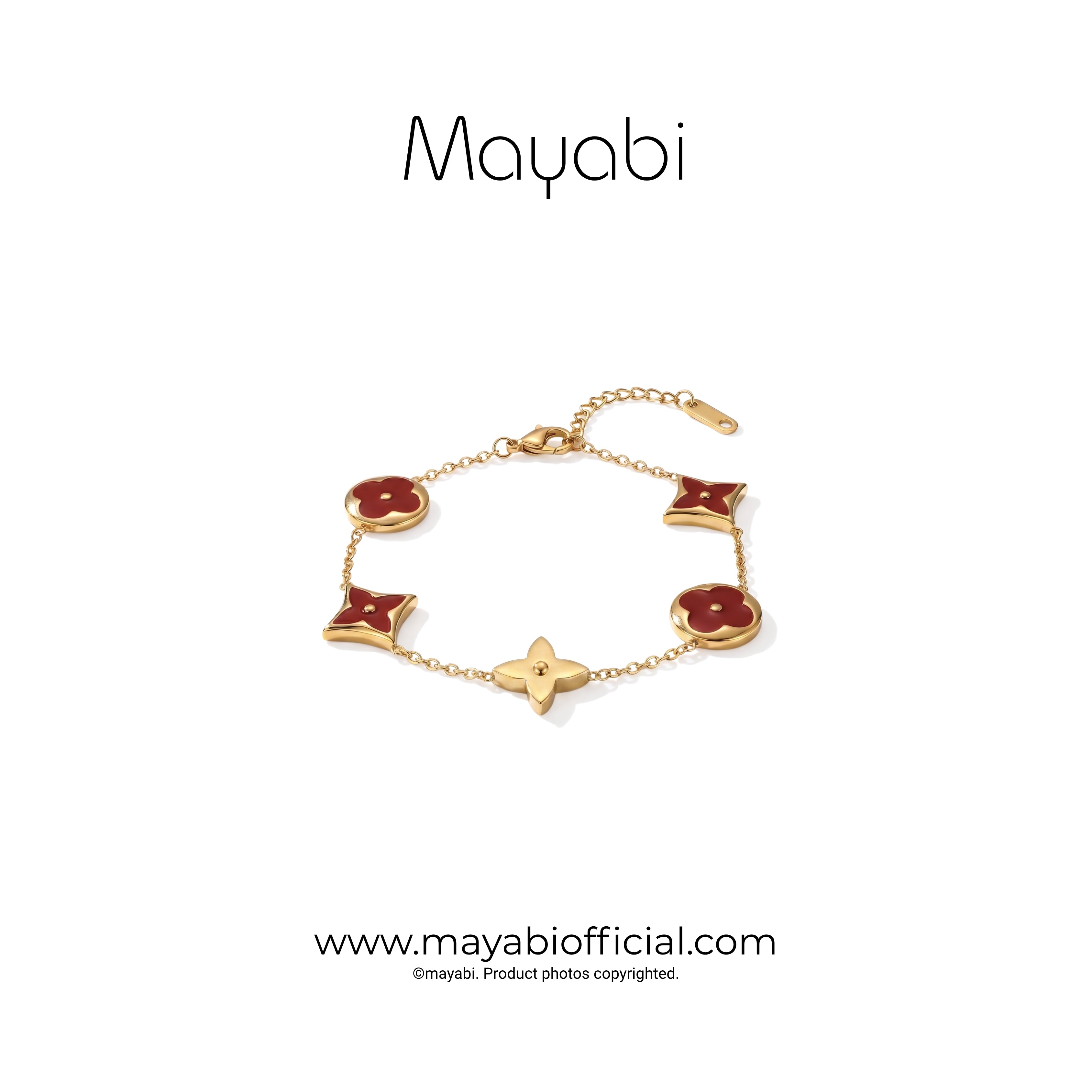 Mayabi Crimson Garden – 18K Gold Plated Bracelet