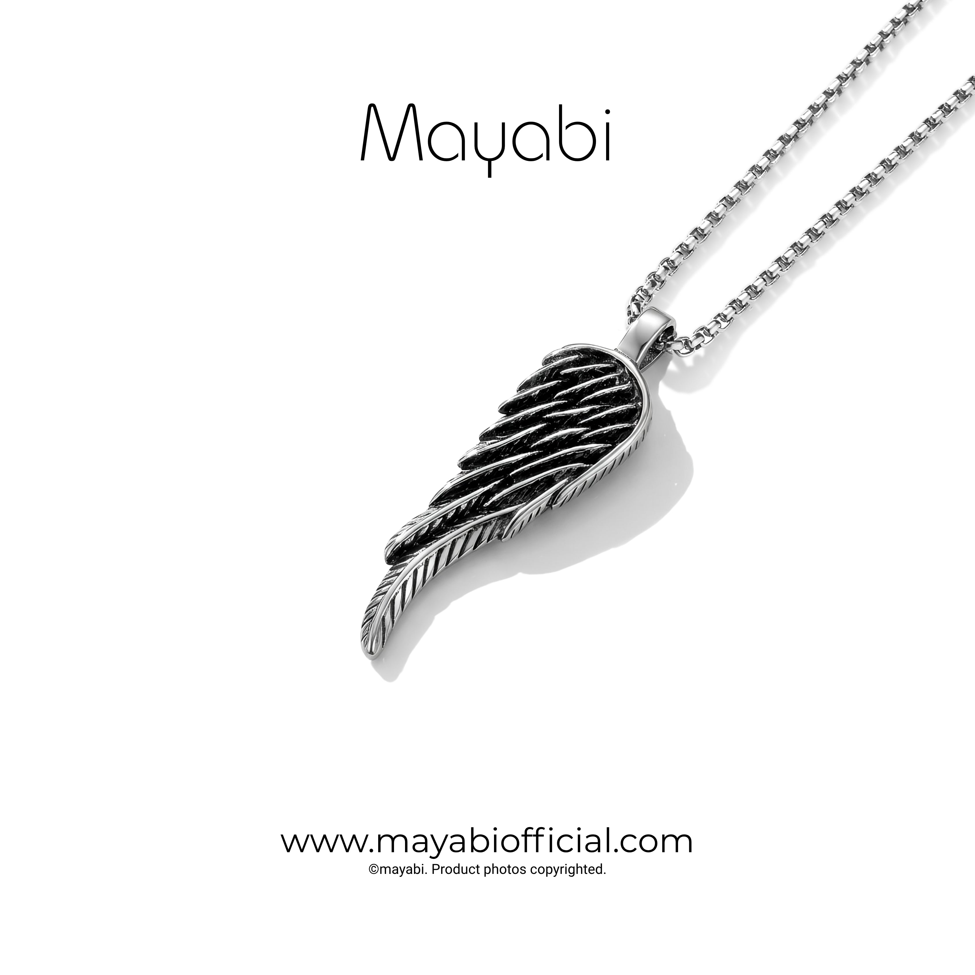 Mayabi Seraphina Angel Wing - Silver Pendant With Chain