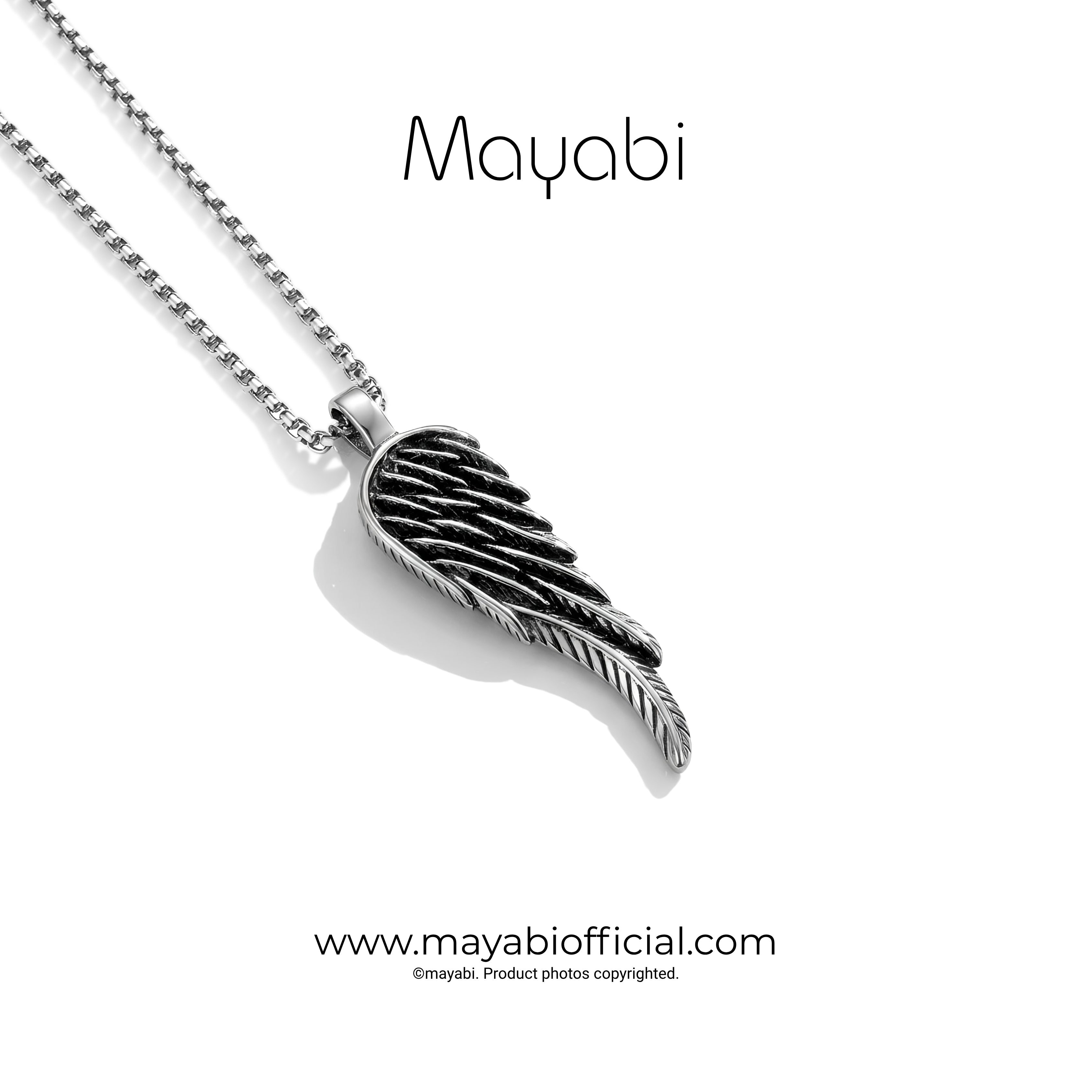 Mayabi Seraphina Angel Wing - Silver Pendant With Chain