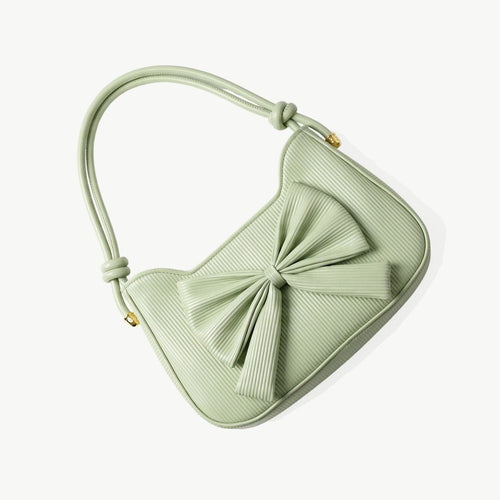 Leather Coquette Pistache Bow Shoulder Bag — Mayabi Official, image 2