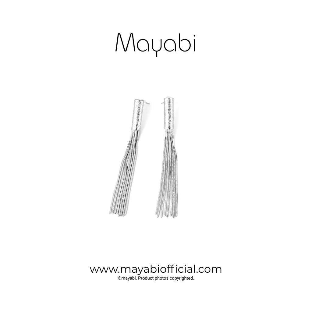 Mayabi Lunar Vell Tassel- L360 Silver Earring