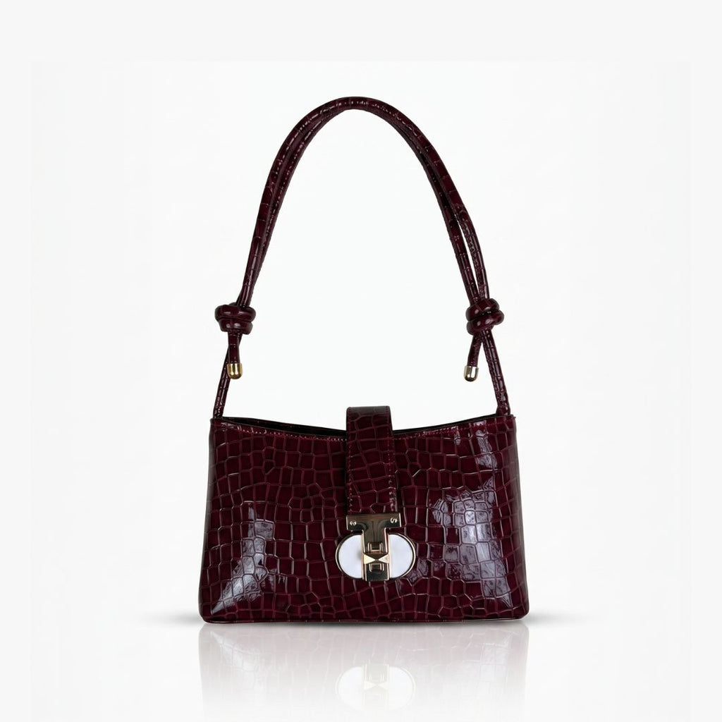 Leather Alta Belle Wine Shoulder Bag