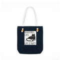 Mayabi Bookish Cat Navy Denim Tote