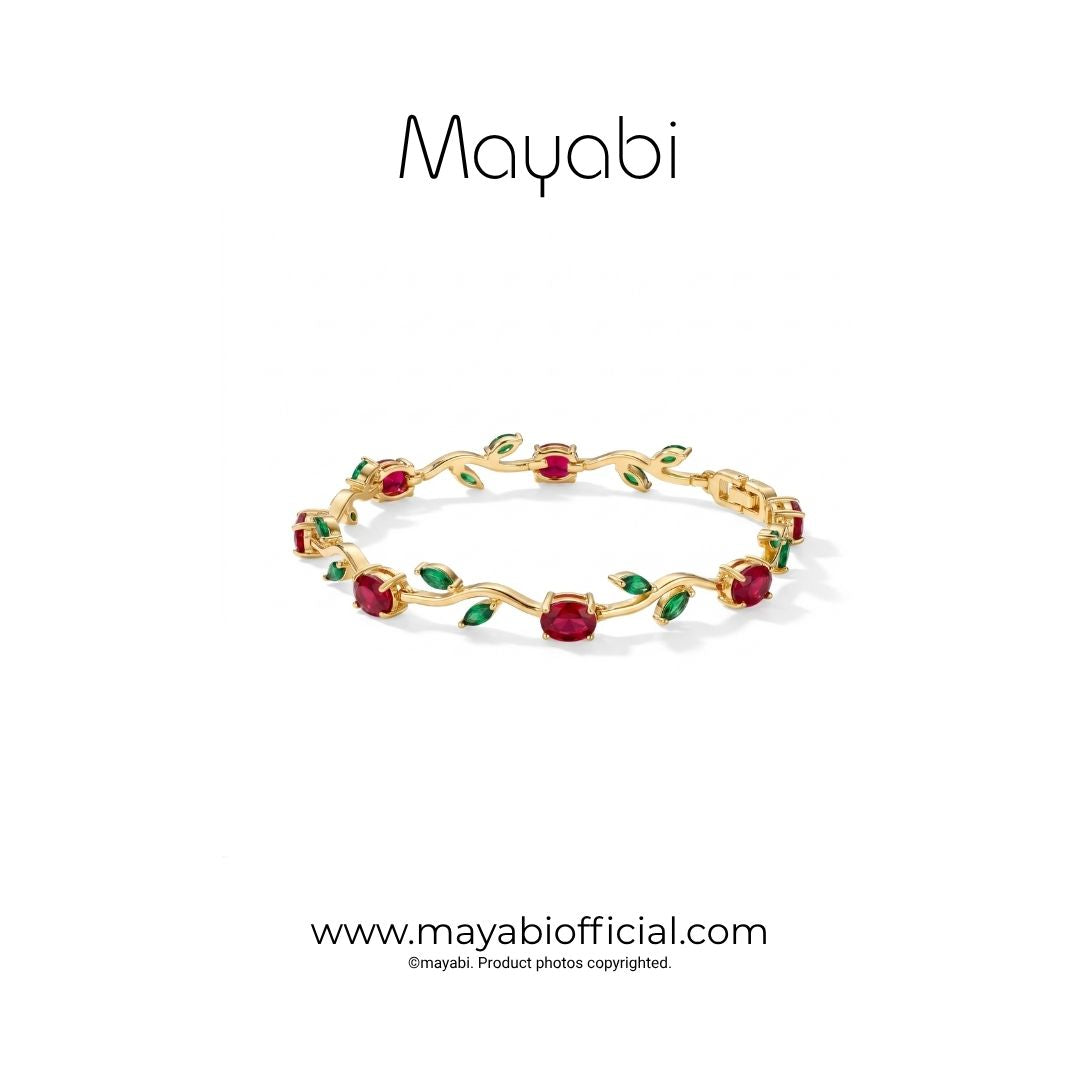Mayabi Red Petal — 18K Gold Plated Bracelet