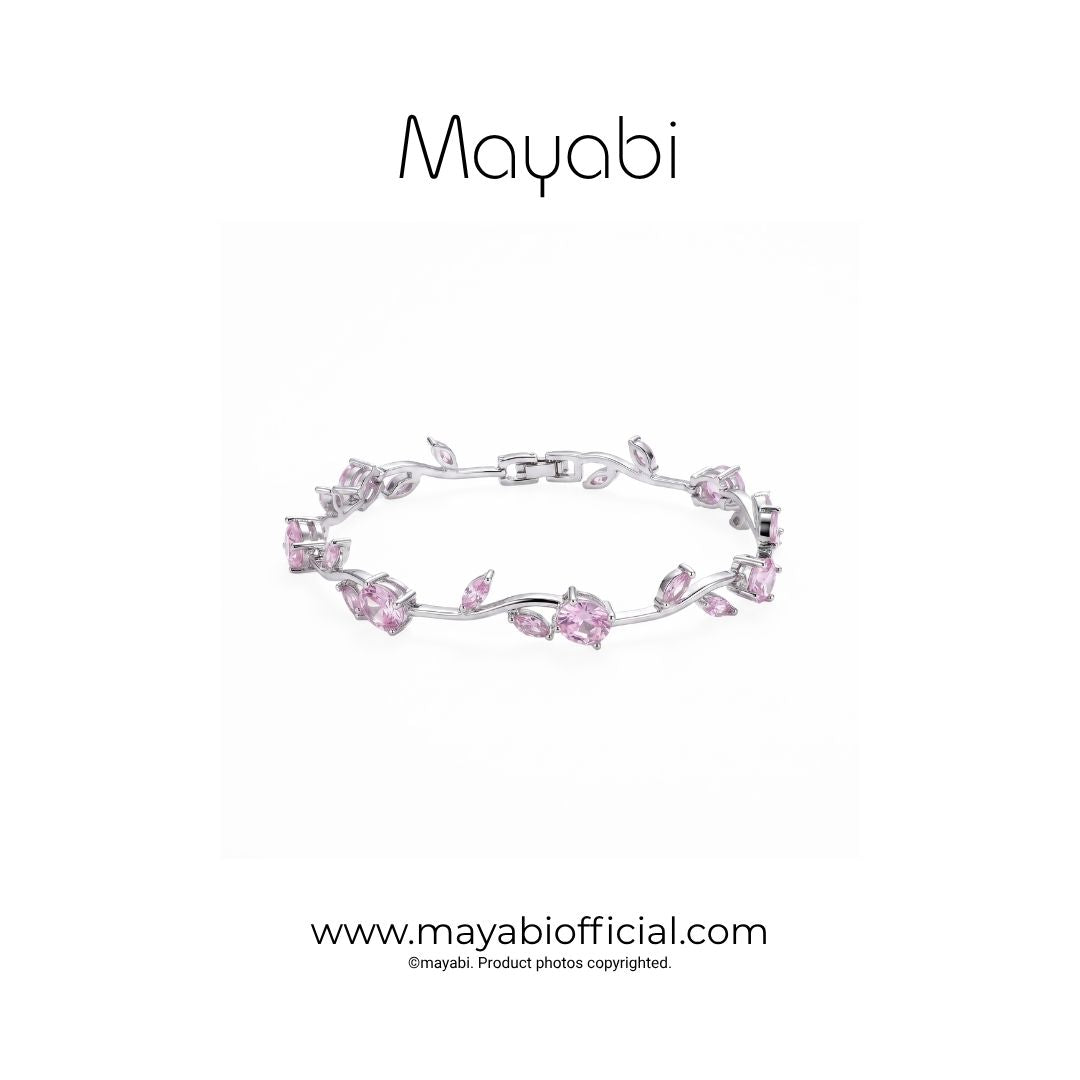 Mayabi Blush Petal — Silver Plated Bracelet
