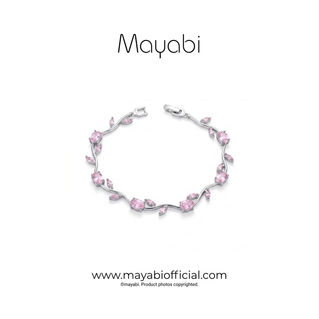 Mayabi Blush Petal — Silver Plated Bracelet