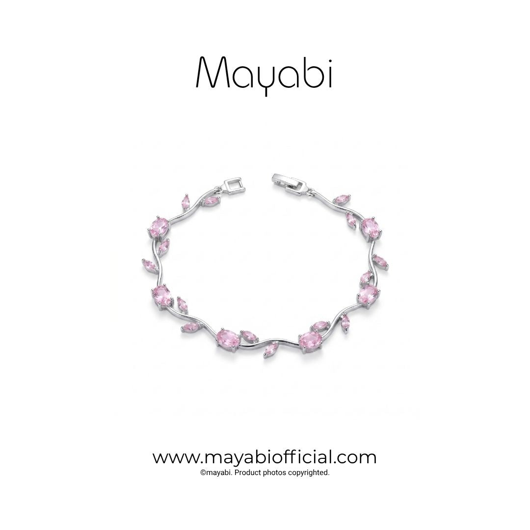 Mayabi Blush Petal — Silver Plated Bracelet