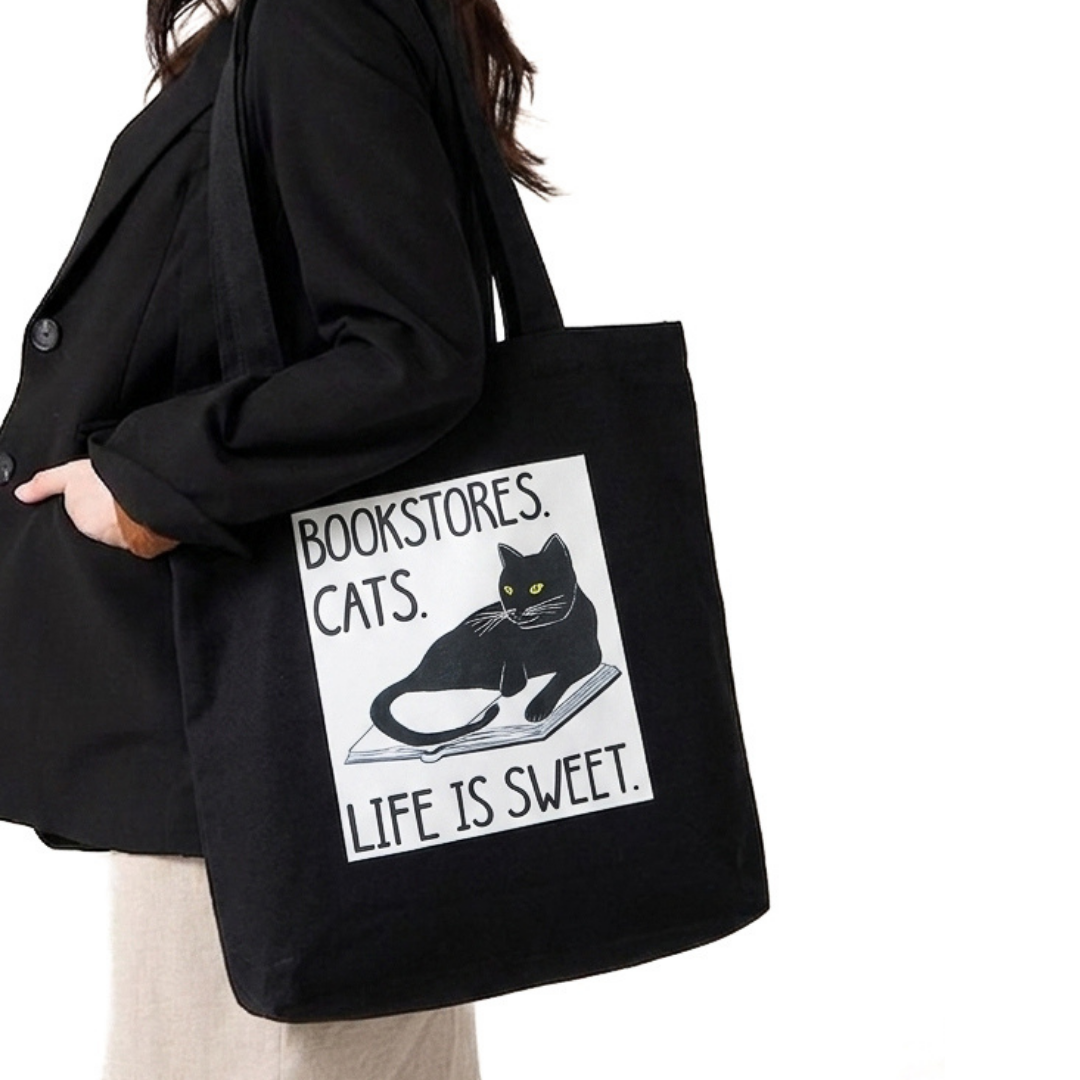 Mayabi Black Cotton Cat Tote