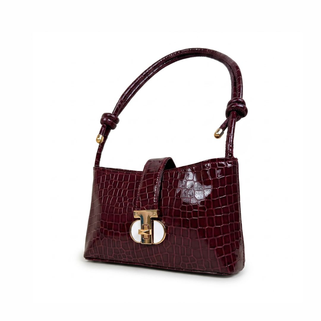 Leather Alta Belle Wine Shoulder Bag