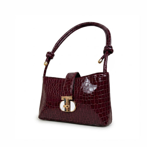 Leather Alta Belle Wine Shoulder Bag