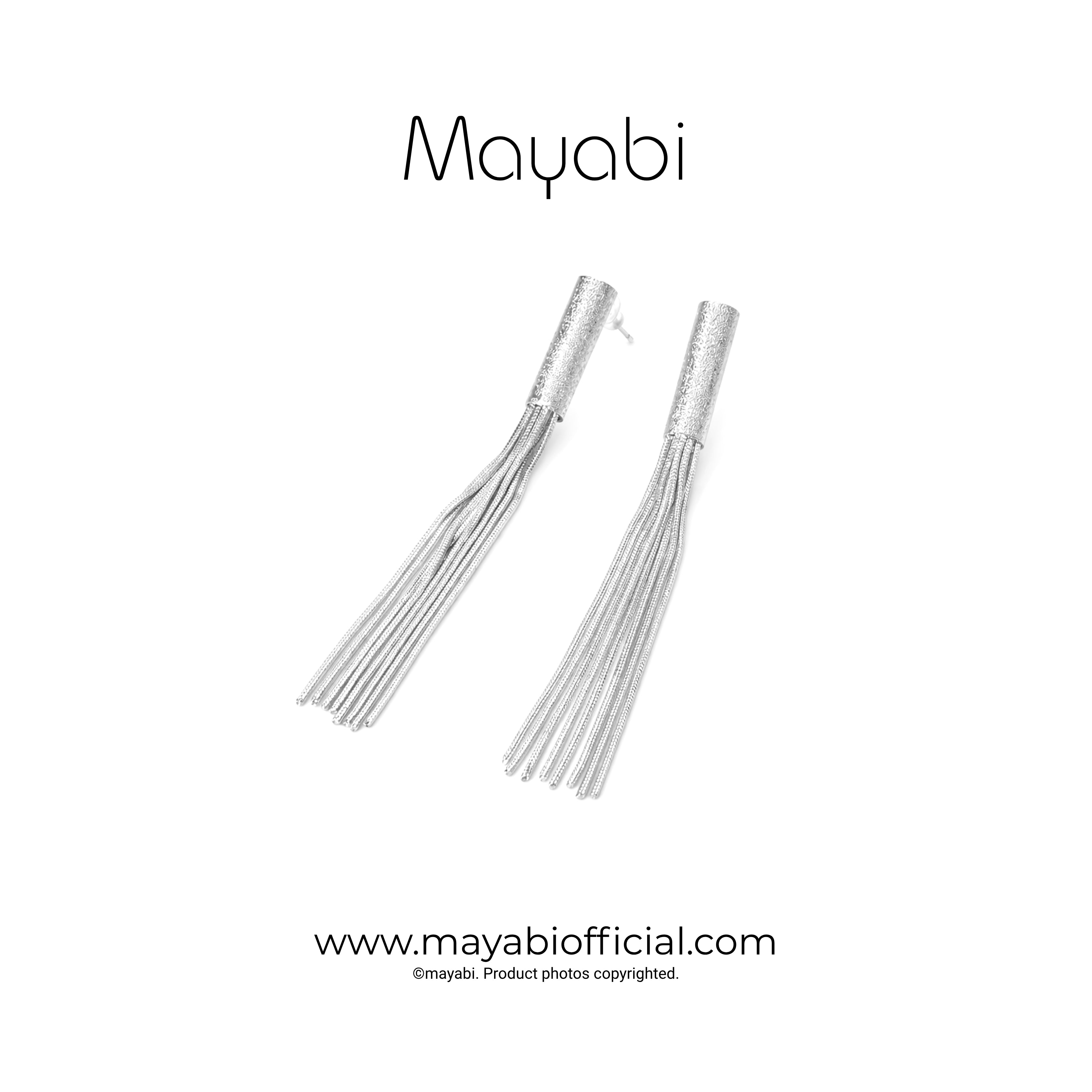 Mayabi Lunar Vell Tassel- L360 Silver Earring