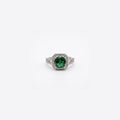 Royal Emerald Halo – 18K Silver Toned Ring