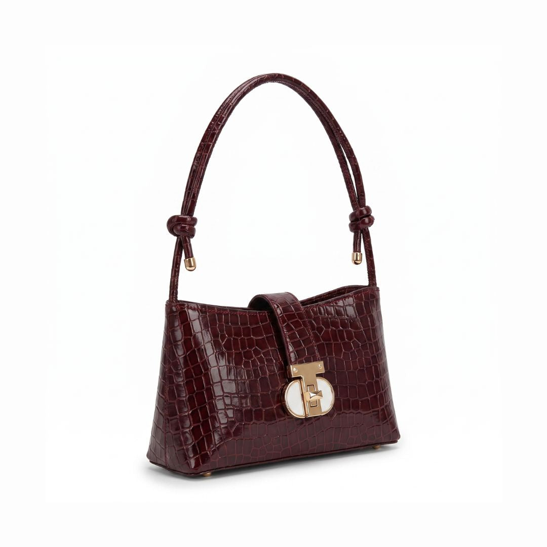 Leather Alta Belle Wine Shoulder Bag
