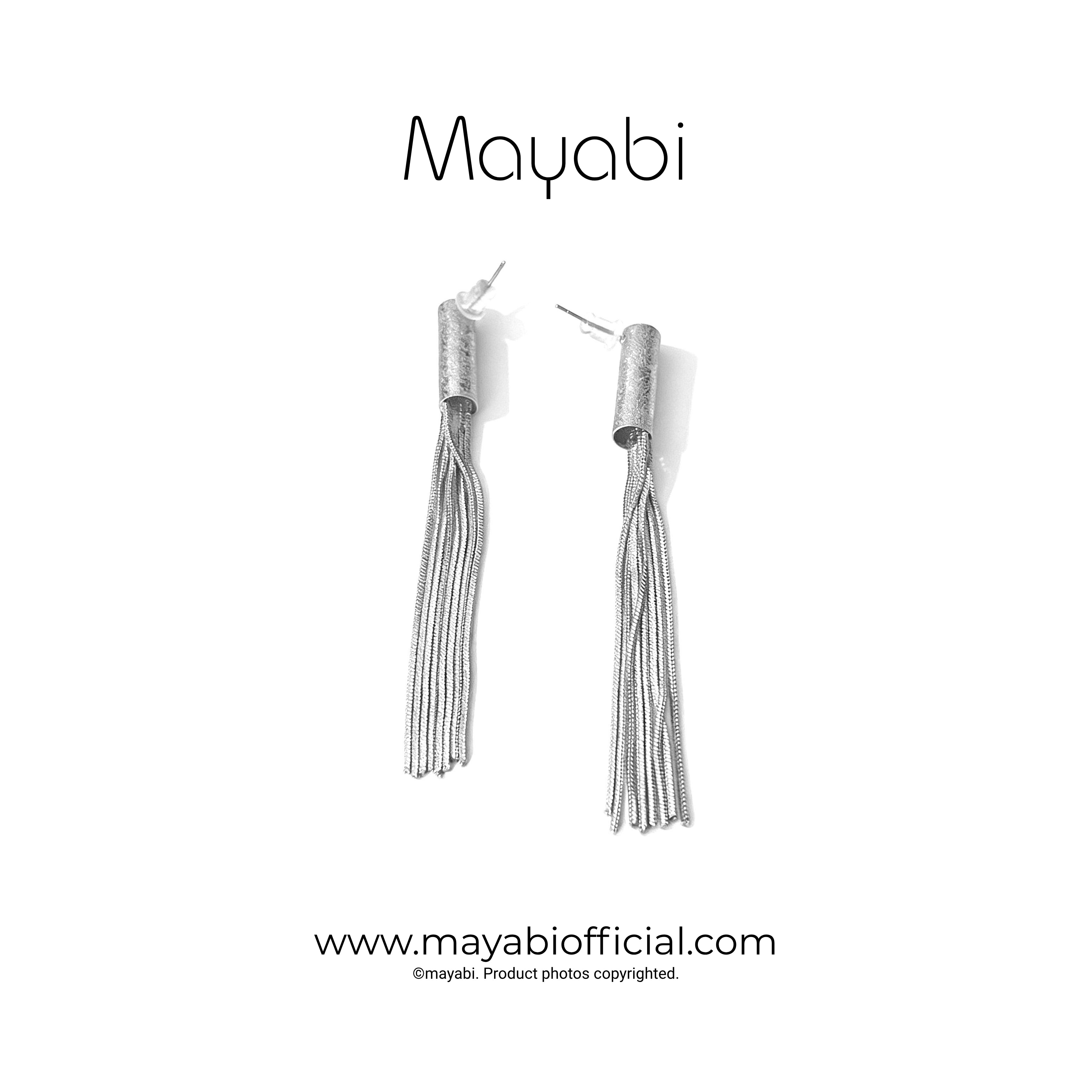 Mayabi Lunar Vell Tassel- L360 Silver Earring