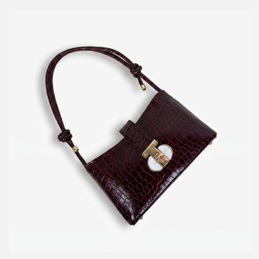Leather Alta Belle Wine Shoulder Bag