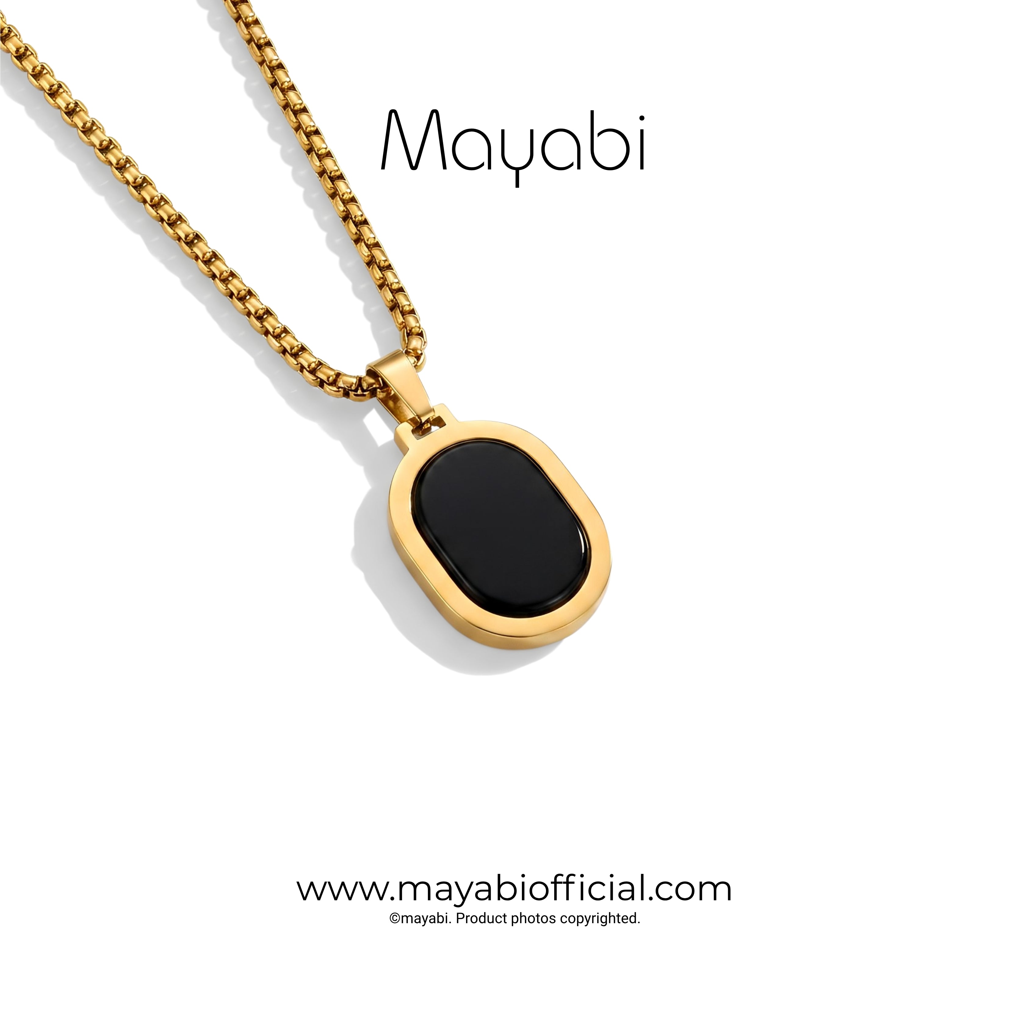 Mayabi Celine Onyx  Pendant With Chain