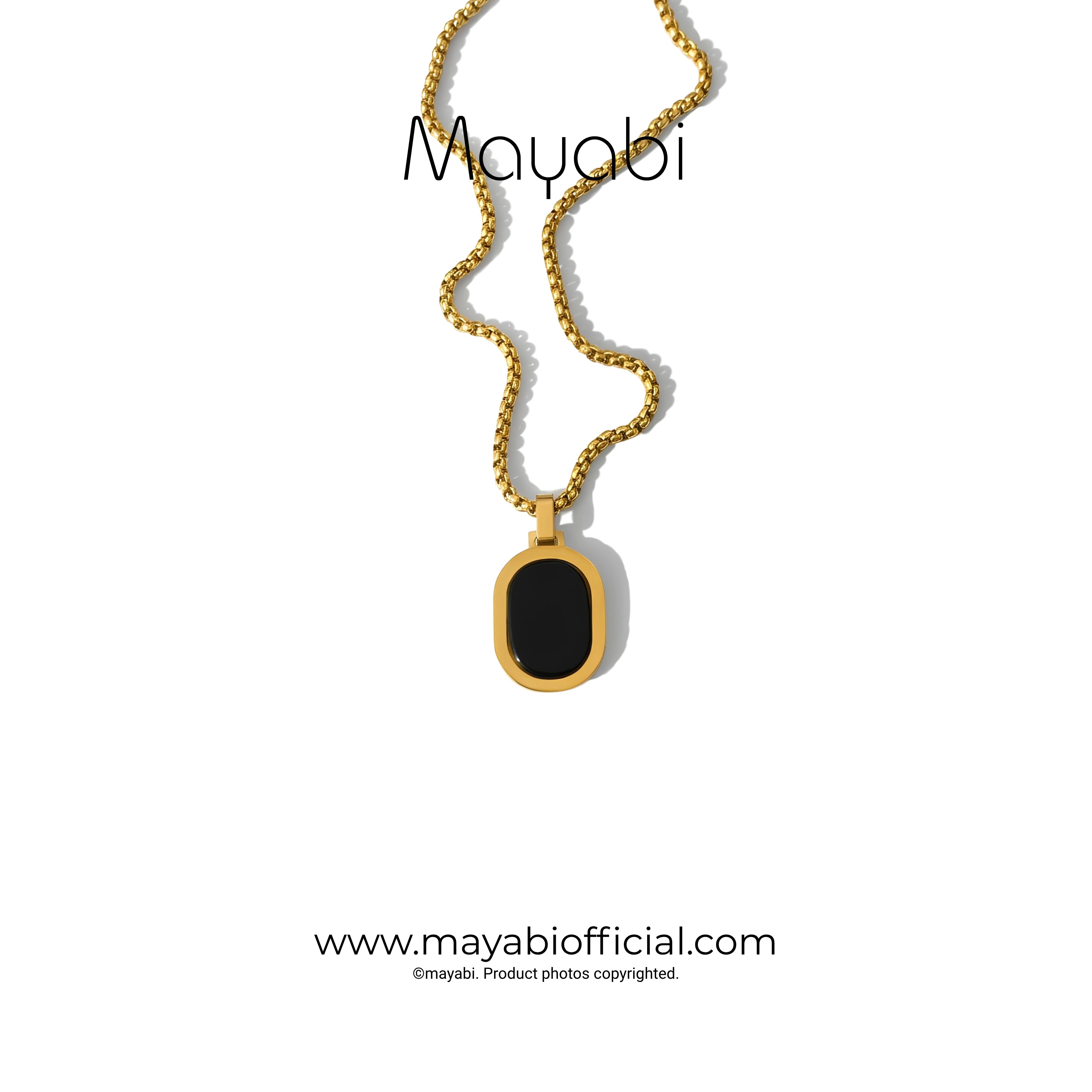 Mayabi Celine Onyx  Pendant With Chain