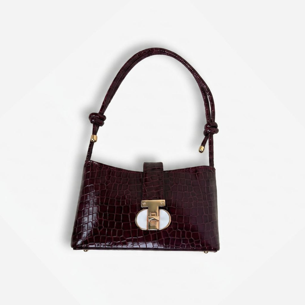 Leather Alta Belle Wine Shoulder Bag
