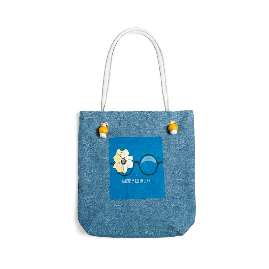 Mayabi Light Blue Denim Daisy Tote