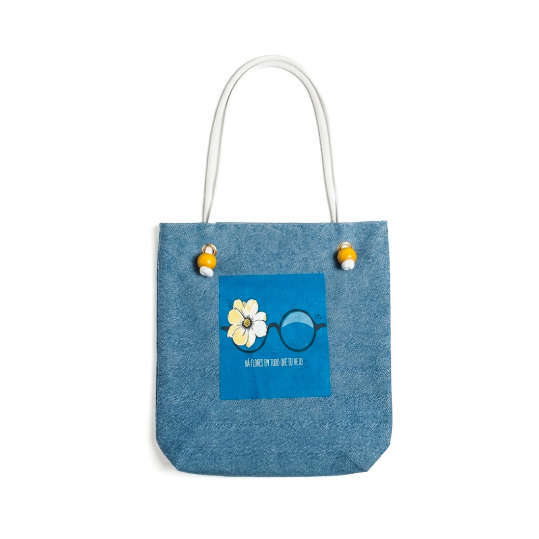 Mayabi Light Blue Denim Daisy Tote