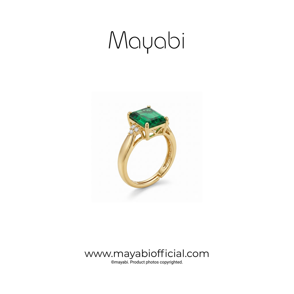 Mayabi Ruby Emerald – 18K Gold Plated Ring