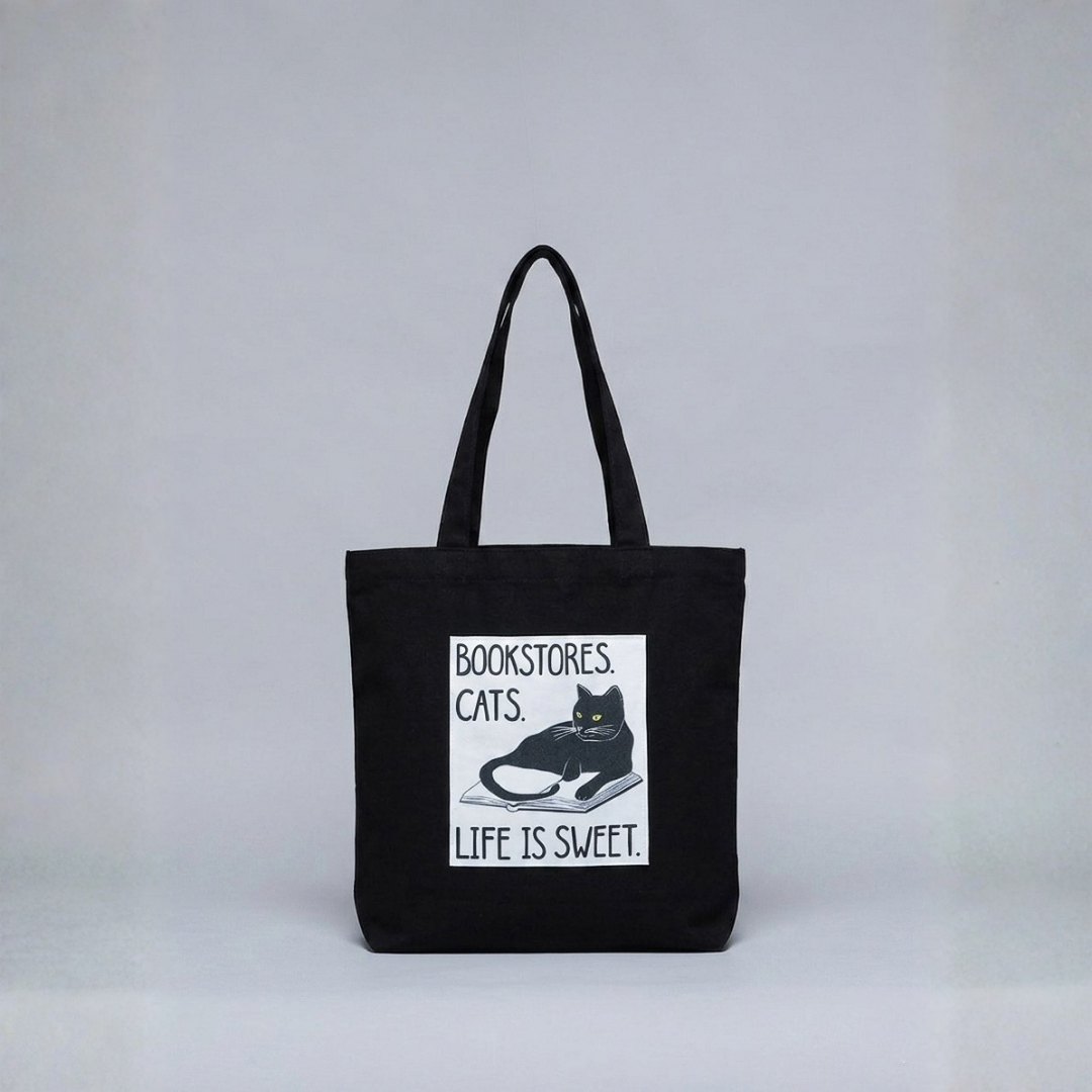 Mayabi Black Cotton Cat Tote
