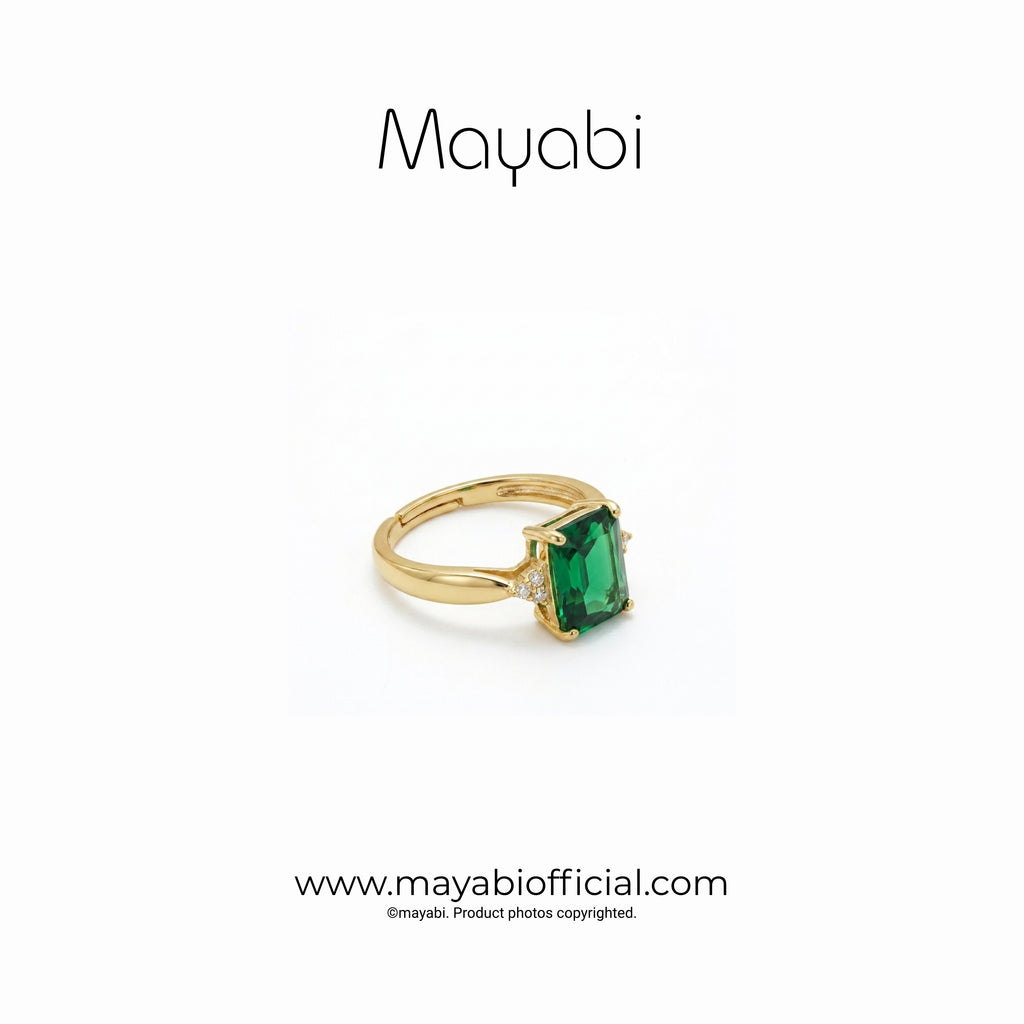 Mayabi Ruby Emerald – 18K Gold Plated Ring