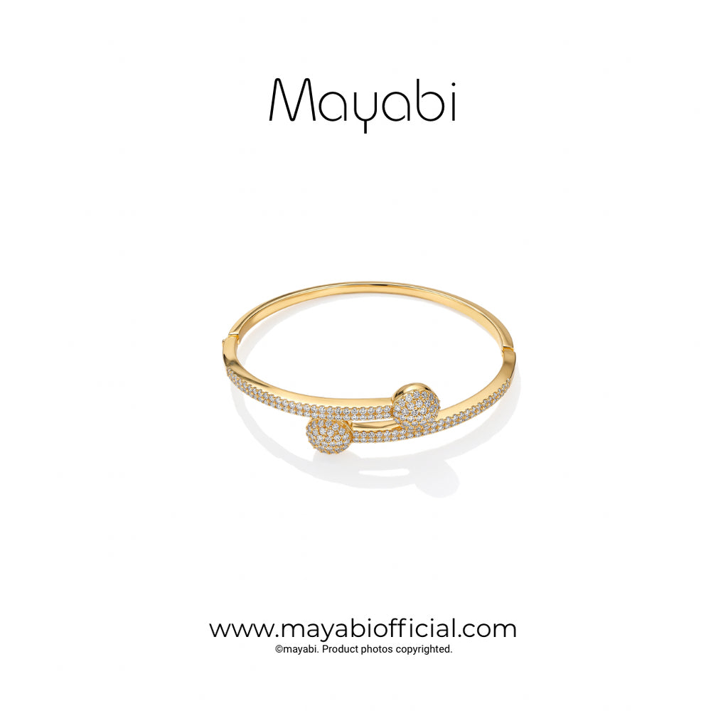 Mayabi Twin Bloom - 18K Gold Plated Bangle