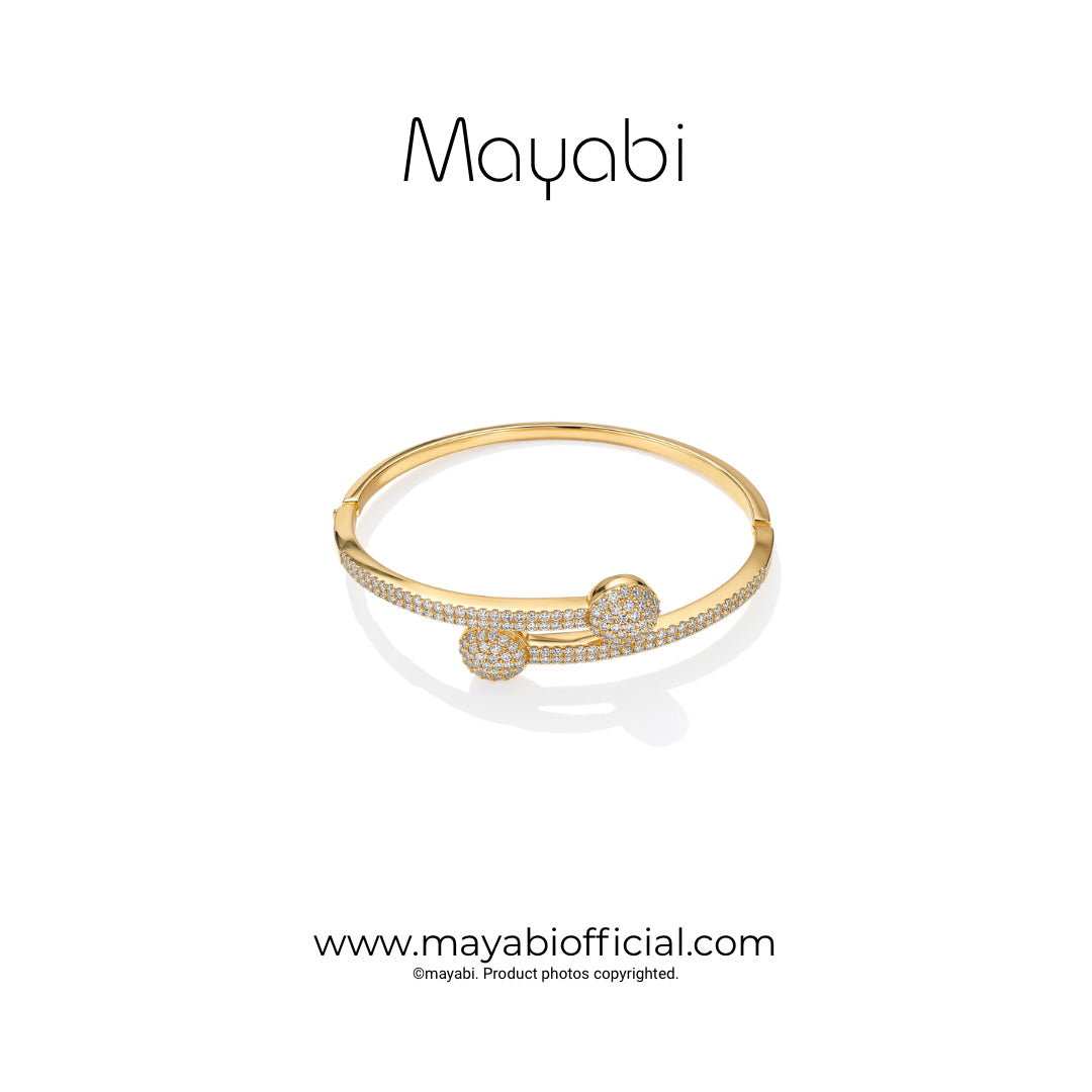 Mayabi Twin Bloom - 18K Gold Plated Bangle