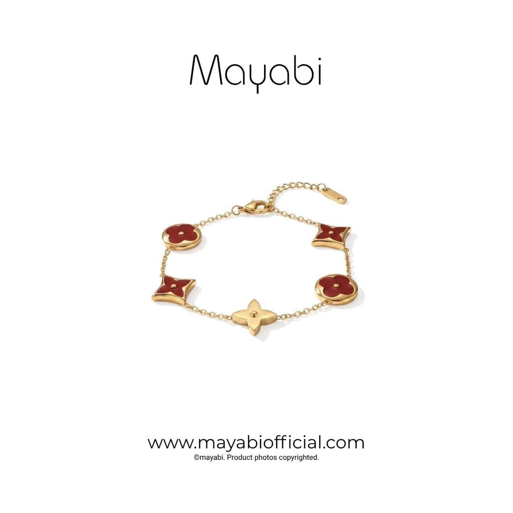 Mayabi Crimson Garden – 18K Gold Plated Bracelet — Mayabi Official, image 1