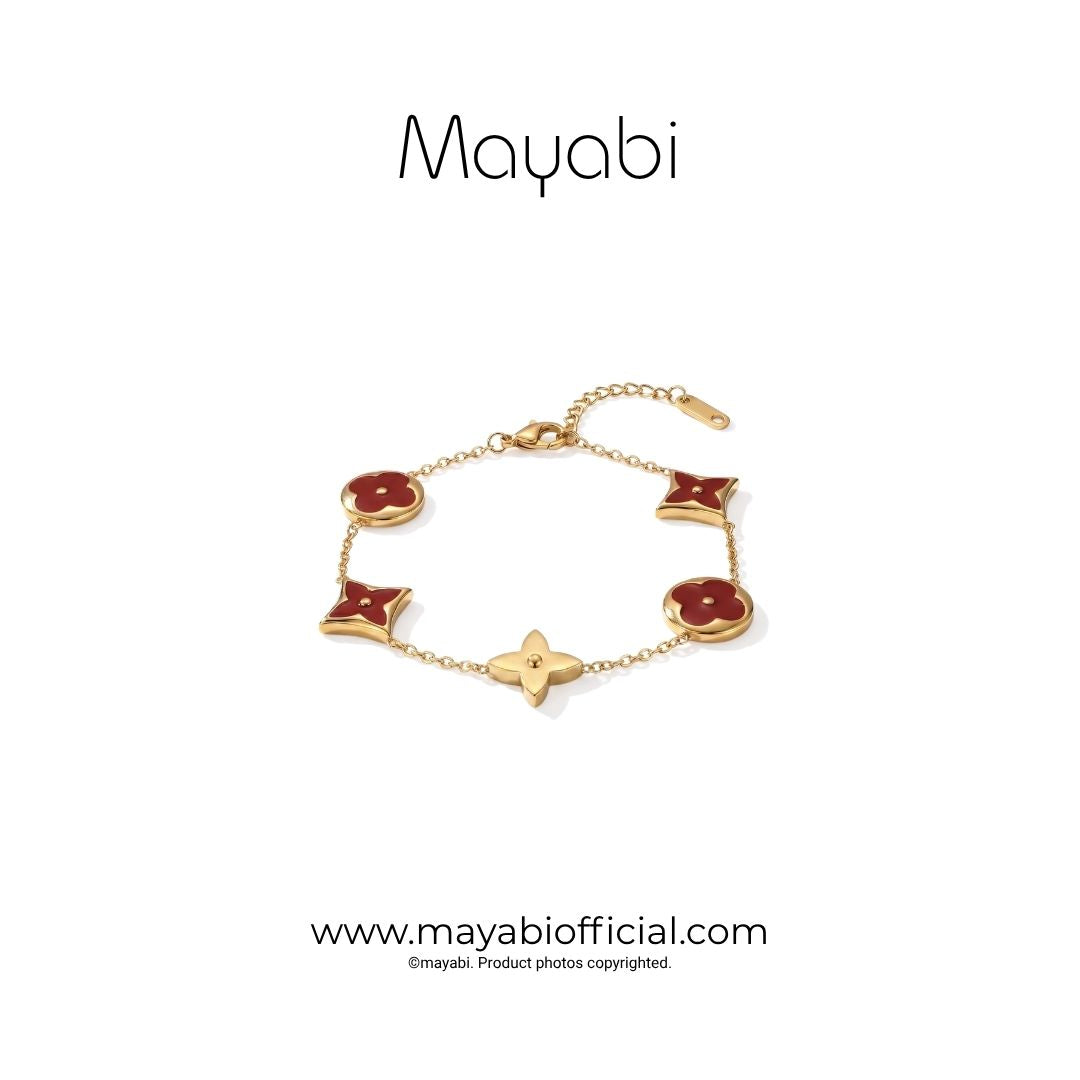 Mayabi Crimson Garden – 18K Gold Plated Bracelet
