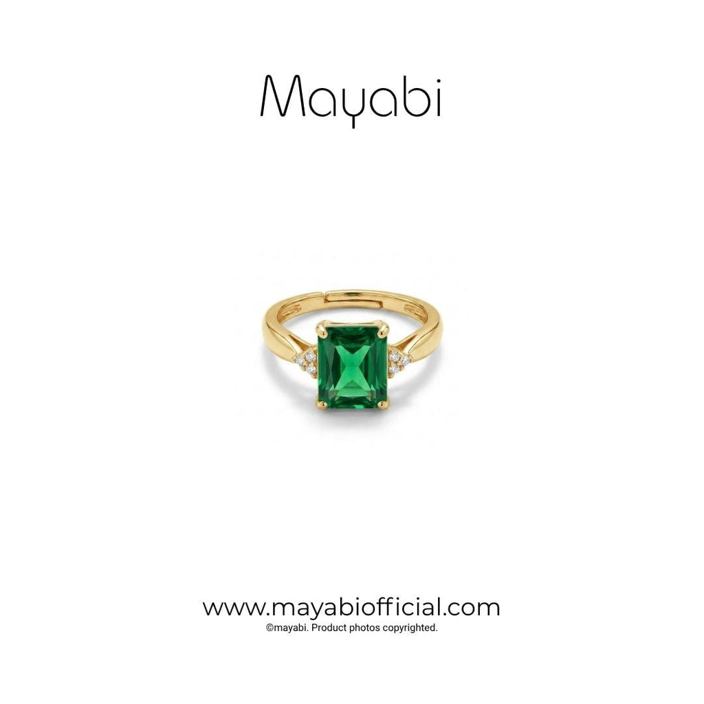 Mayabi Ruby Emerald – 18K Gold Plated Ring — Mayabi Official, image 1