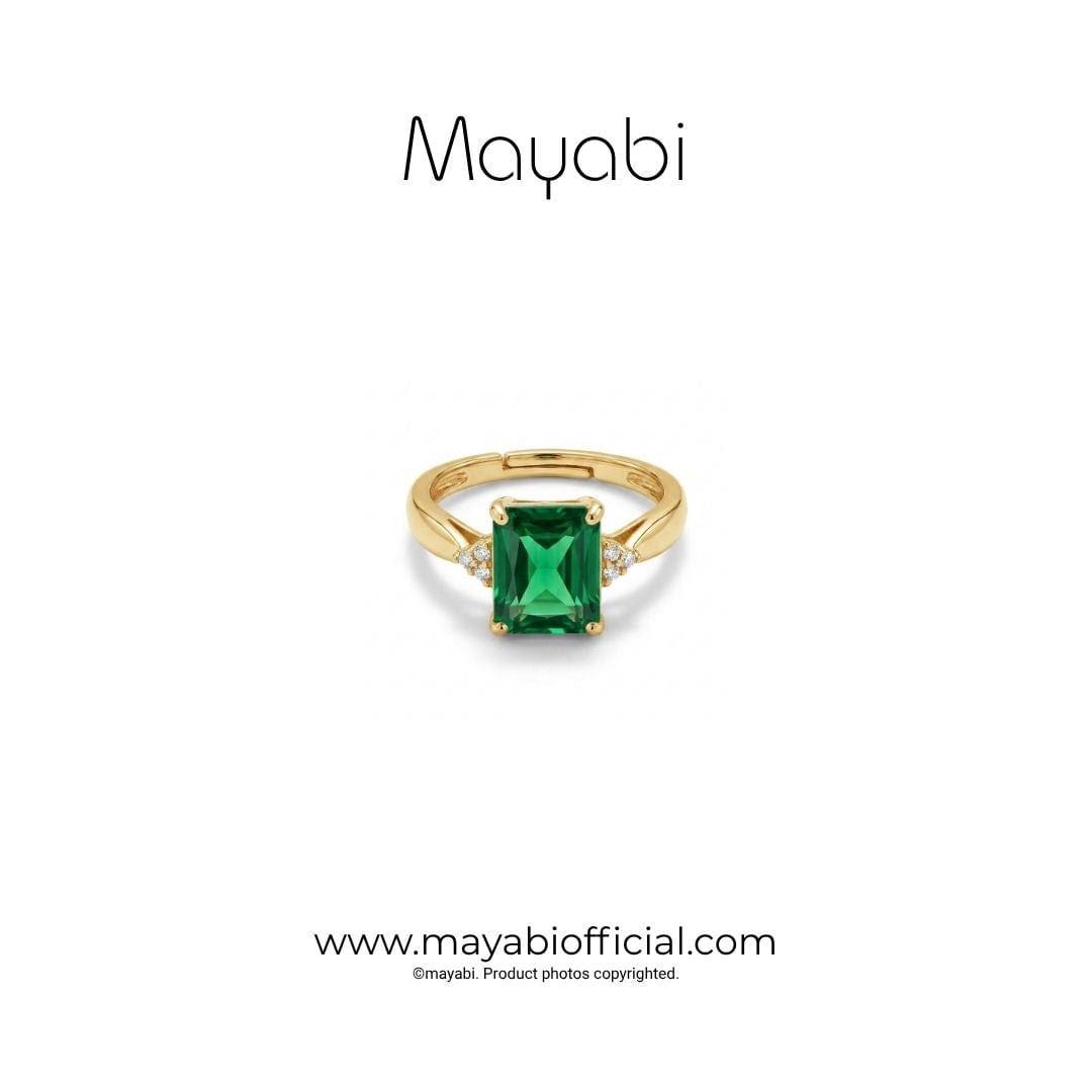 Mayabi Ruby Emerald – 18K Gold Plated Ring — Mayabi Official, image 1