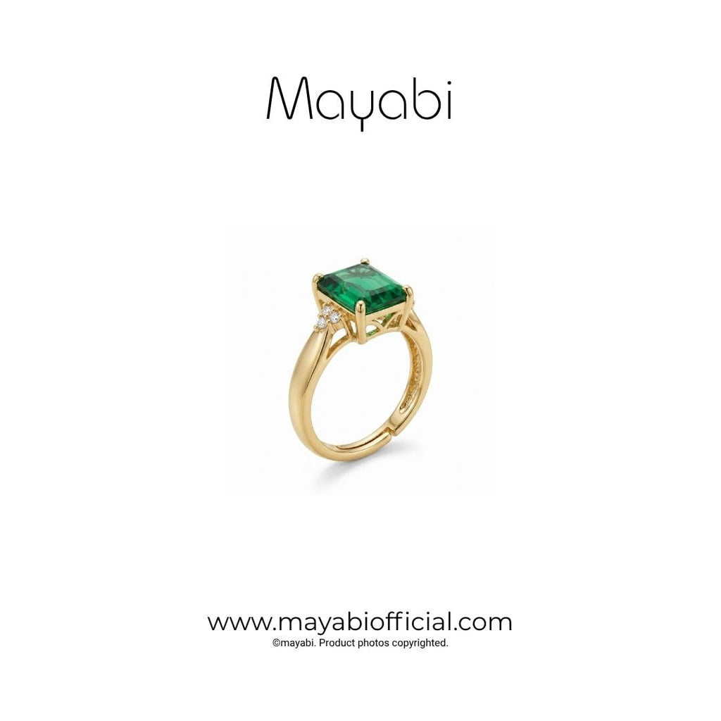 Mayabi Ruby Emerald – 18K Gold Plated Ring — Mayabi Official, image 3