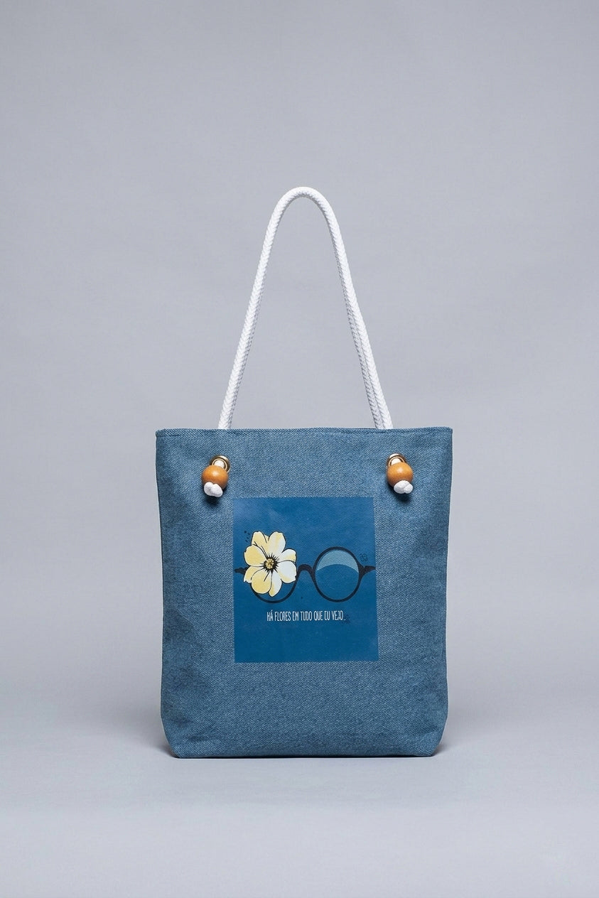Mayabi Light Blue Denim Daisy Tote
