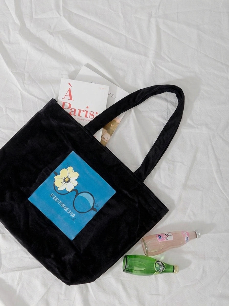 Mayabi Black Cotton Daisy Tote