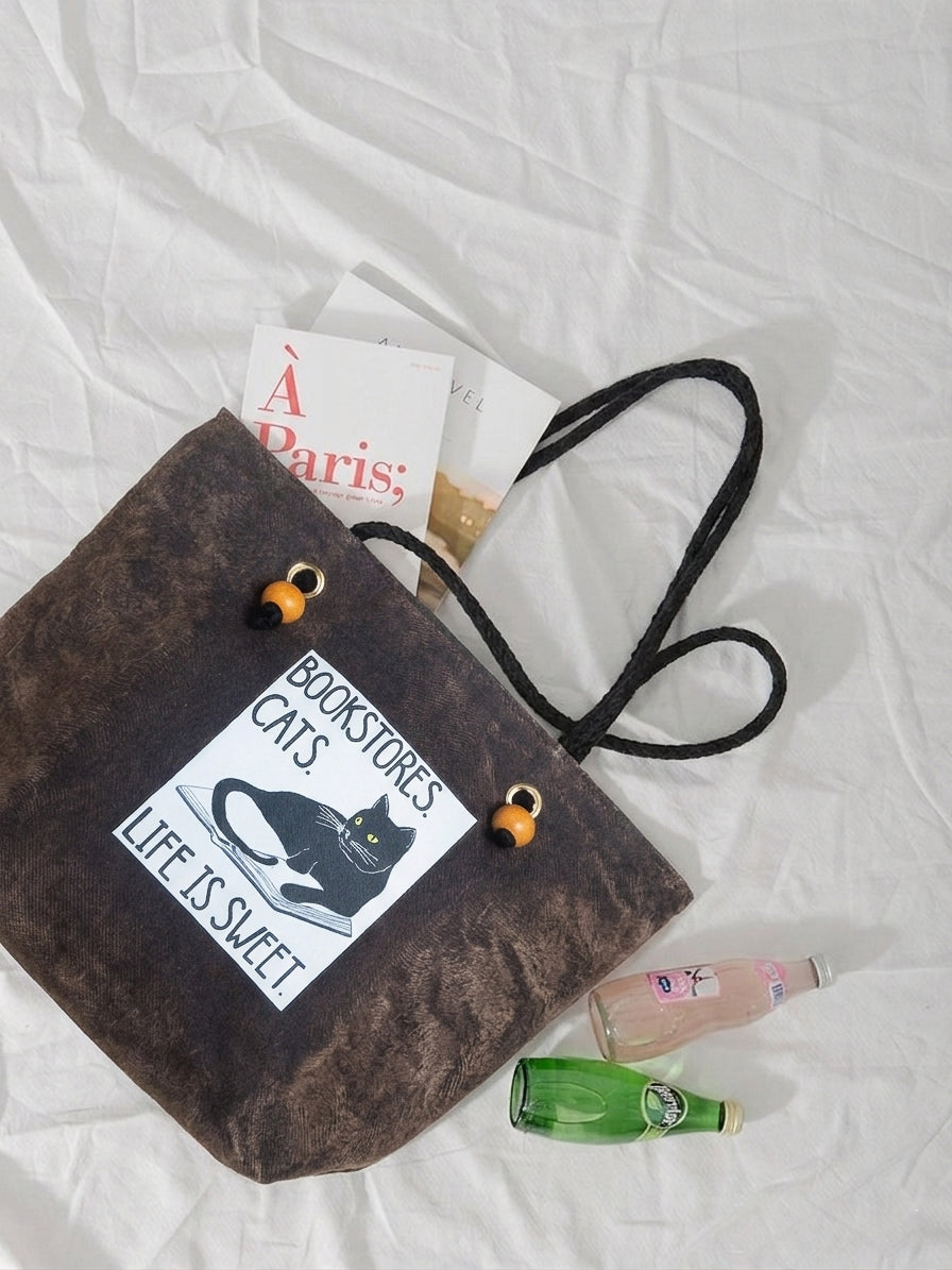 Mayabi Dark Wash Denim Cat Tote