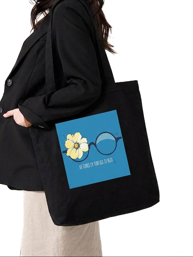 Mayabi Black Cotton Daisy Tote