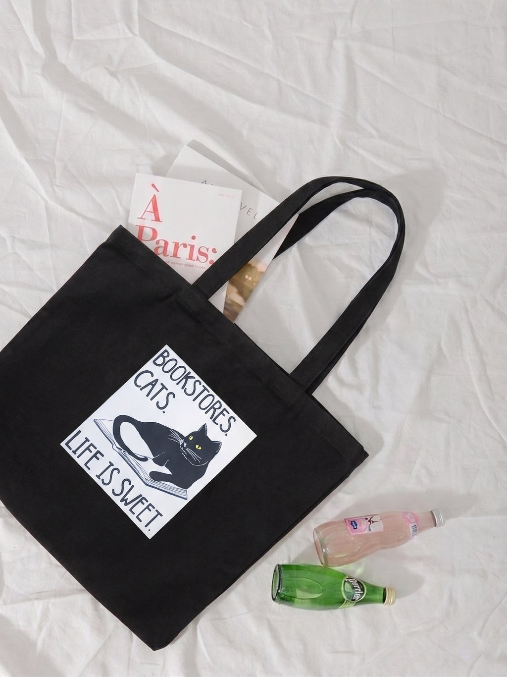 Mayabi Black Cotton Cat Tote