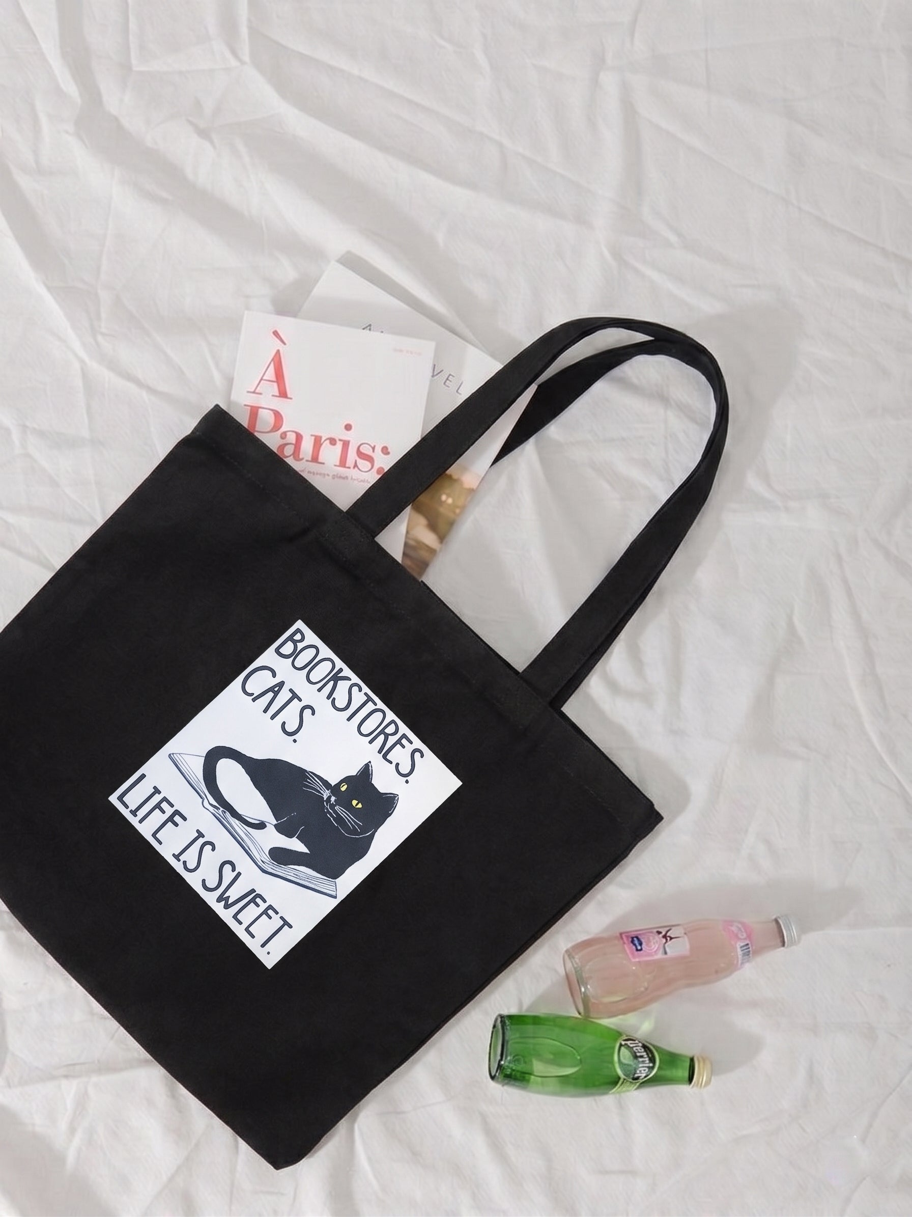 Mayabi Black Cotton Cat Tote