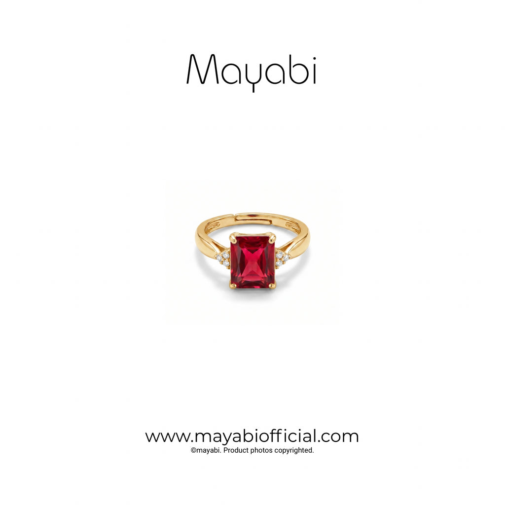 Mayabi Ruby Belle – 18K Gold Plated Ring