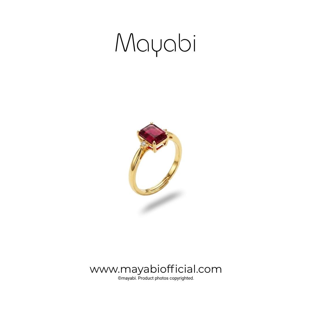 Mayabi Ruby Belle – 18K Gold Plated Ring — Mayabi Official, image 2